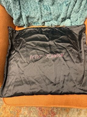 Betsey Johnson Black Dust Bag with Pink Script Logo 21x16.5